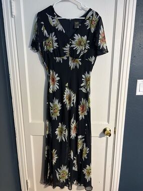 Taylor Black Maxi Dress with White and Yellow Floral Print